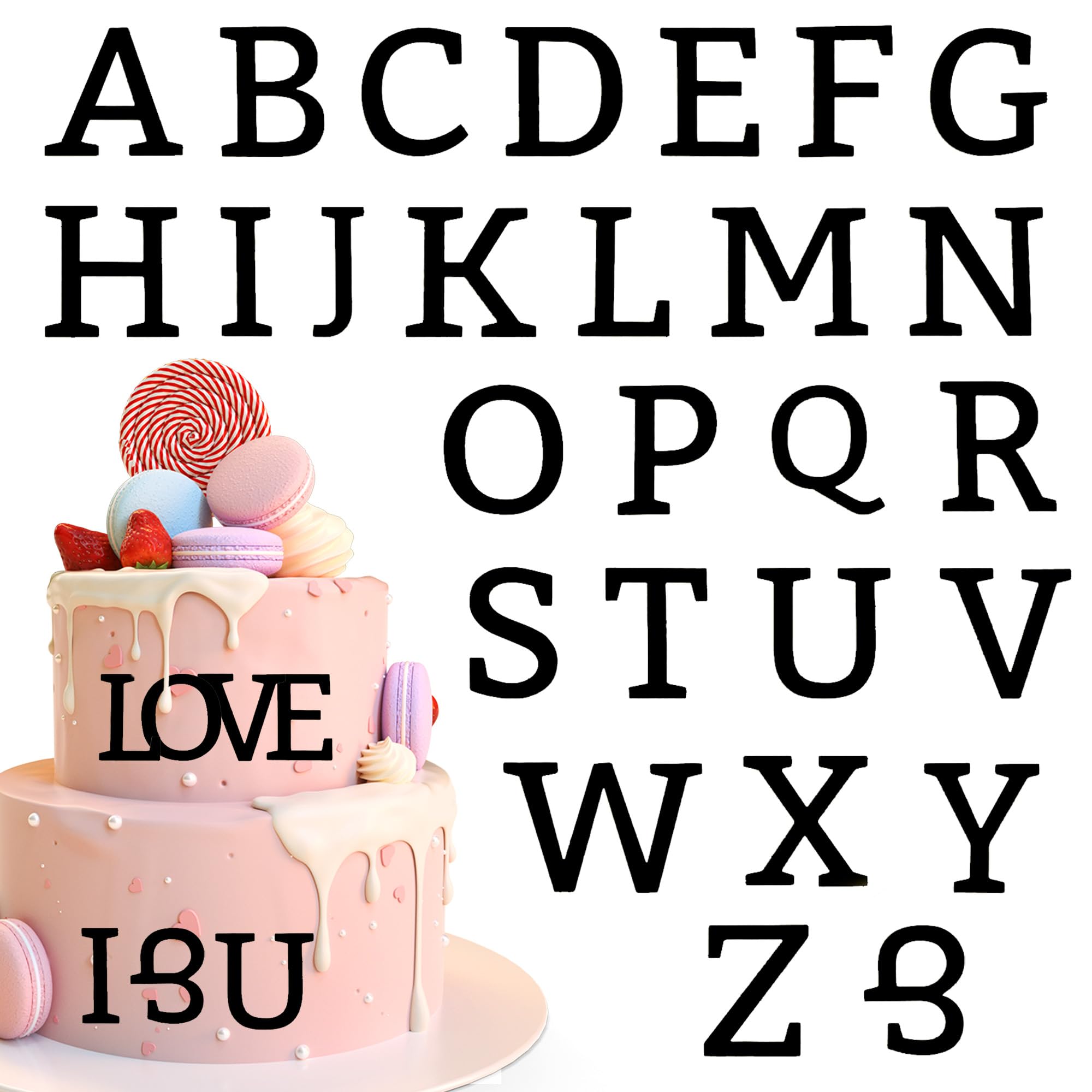 Photo 1 of 27Pcs Matte Black Acrylic Block Letter Cake Toppers Set (A-Z & &) - Custom DIY Monogram & Name Cake Decorations - Modern Event Supplies