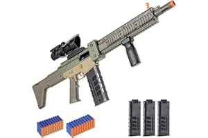 AFQJF Realistic Toy Gun for Nerf Guns Darts, Foam Blaster - with Scope 100 Soft Bullets 3 Magazines, Semi-Auto Sniper Rifle Electric Machine Guns for Boys 12 Age for Kids and Adults