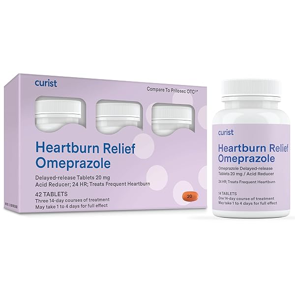 CURIST OMEPRAZOLE 20MG TABLETS – 42 COUNT DELAYED-RELEASE TABLETS – ACID REFLUX MEDICINE FOR HEARTBURN RELIEF
