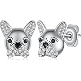 French Bulldog Stud Earrings 925 Sterling Silver Terrier Dog Puppy Pet Earrings French Bulldog Jewelry Gifts for Women