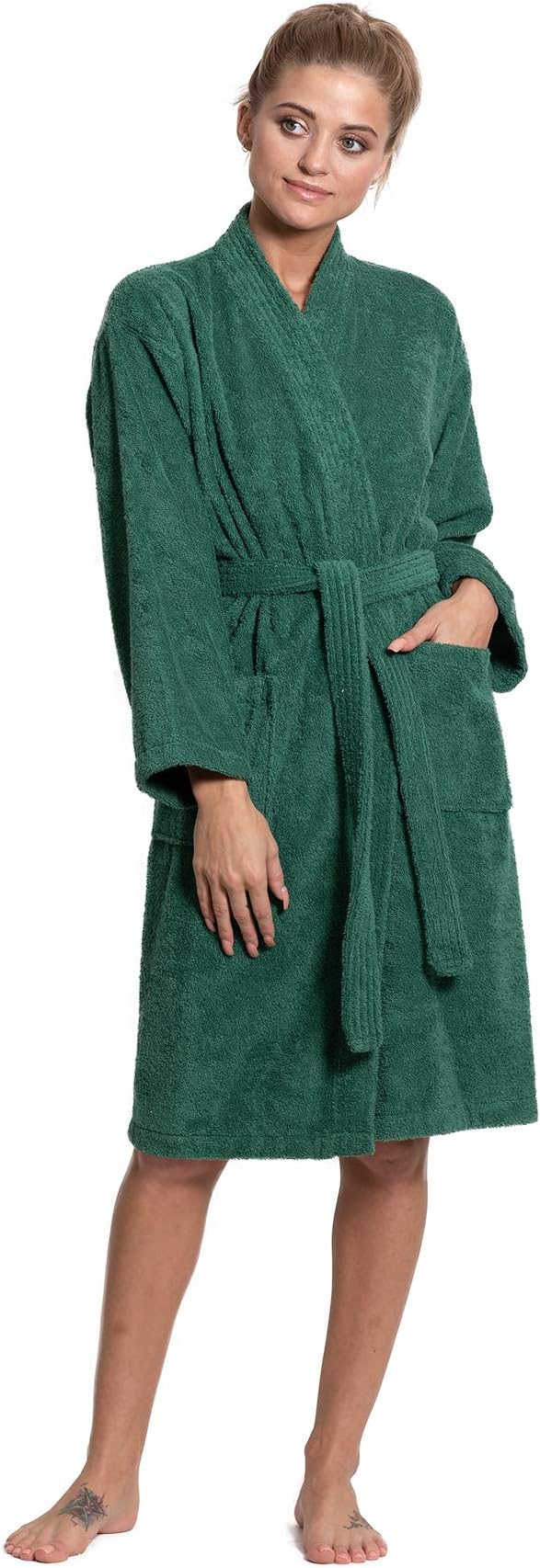 Turkuoise Women's Terry Cloth Robe Turkish Cotton Terry Kimono Collar