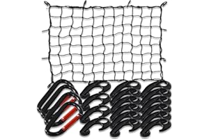 TKKEUEP 47"x 36" Cargo net Bungee Nets Stretches to 80"x 60",Small Truck Bed Cargo Net for Cars SUVs, for Frontier, Toyota Tacoma Short Bed Cargo Netting, Colorado & Subaru Accessories