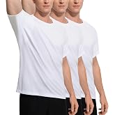 LOVCUIIO Men's Sweatproof Undershirt - Crew Neck Short Sleeve Cotton T-Shirt, Original Fit with Built-in Underarm Sweat Pads