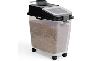 Mighty Tuff Airtight Dog Food Storage Container, Up to 36 lbs, with Portion Scoop – BPA Free Airtight Pet Food Bin on Wheels