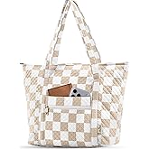 Miss Adola Quilted Tote Bag with Zipper - Laptop Tote Bag for Women, Large Capacity with Pockets for Work Teacher Travel