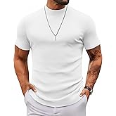 COOFANDY Mens Mock Turtleneck Sweater Short Sleeve Slim Fit Turtle Neck Sweaters Casual Basic Tee Ribbed Knit Pullover Tops