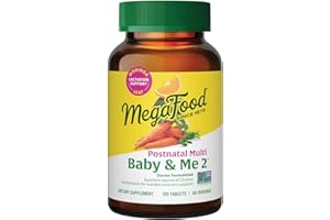 MegaFood Baby & Me 2 Postnatal Vitamins for Women Breastfeeding with Folate (Folic Acid Natural Form), Choline, Iodine, Vitamin D, Moringa Leaf and More - 120 Tabs (60 Servings)