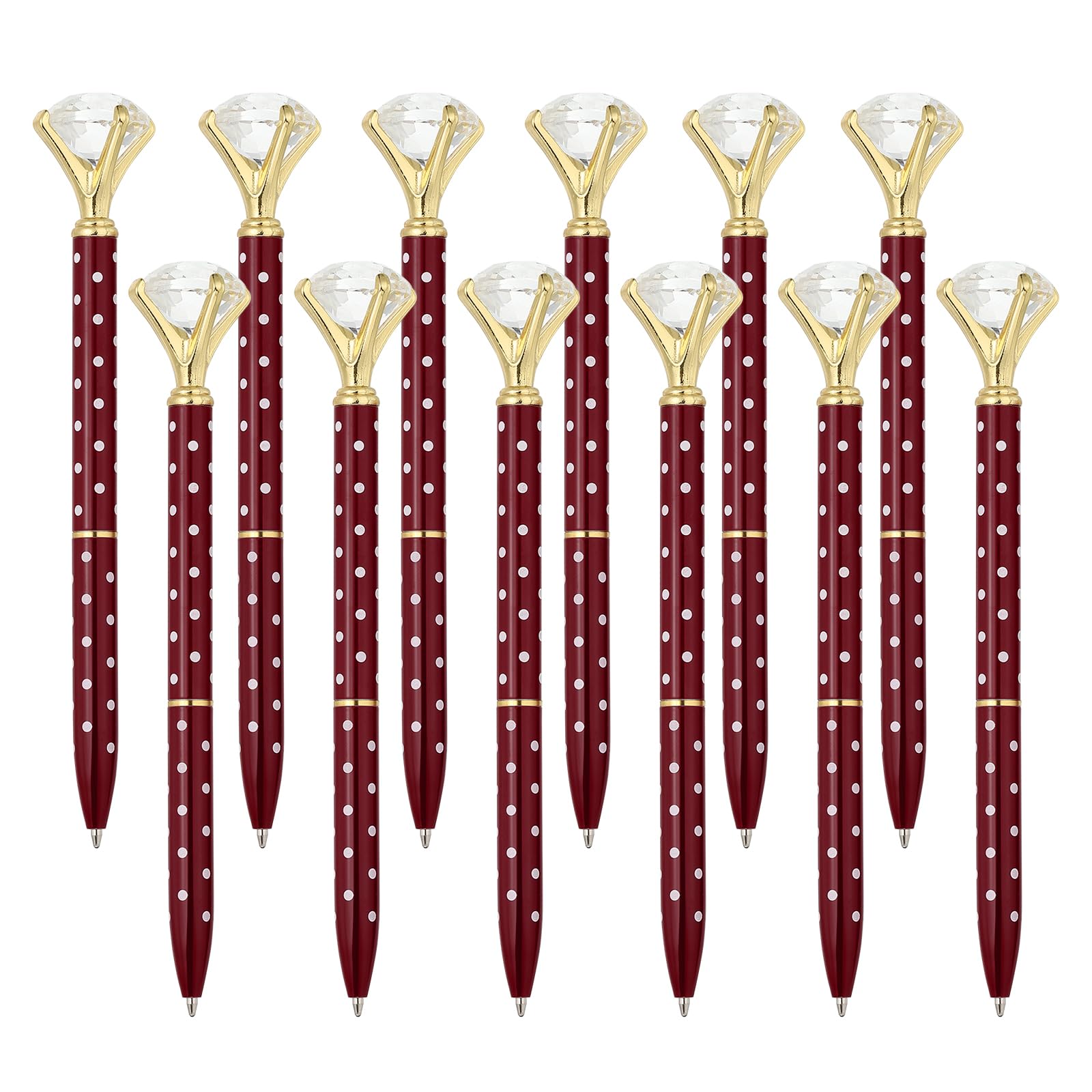 PATIKIL Black Ink Ballpoint Pen, 12 Pack Crystal Diamond Twist Metal Pen 1.0mm Medium Point for Note Taking Journaling, Wine Red