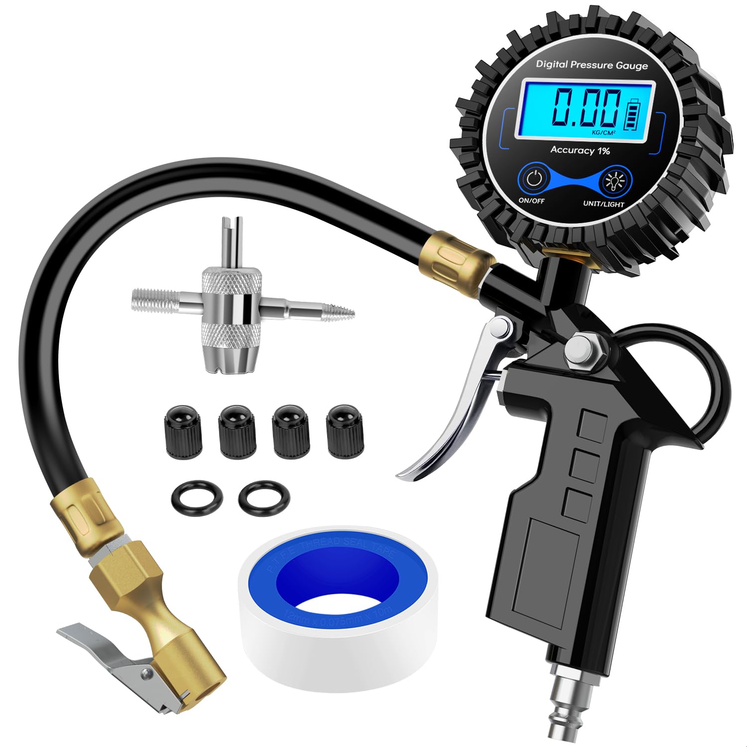 Photo 1 of *** MISSING KIT *** Nilight 50026R Digital Tire Inflator Pressure Gauge,250 PSI Air Chuck and Compressor Accessories Heavy Duty with Rubber Hose Quick Connect Coupler for 0.1 Display Resolution