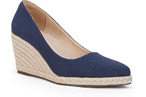 Ruanyu Women's Platform Espadrilles Wedge Sandals Slip On Solid Color Closed Pointed Toe Comfortable Wedge Pumps Shoes