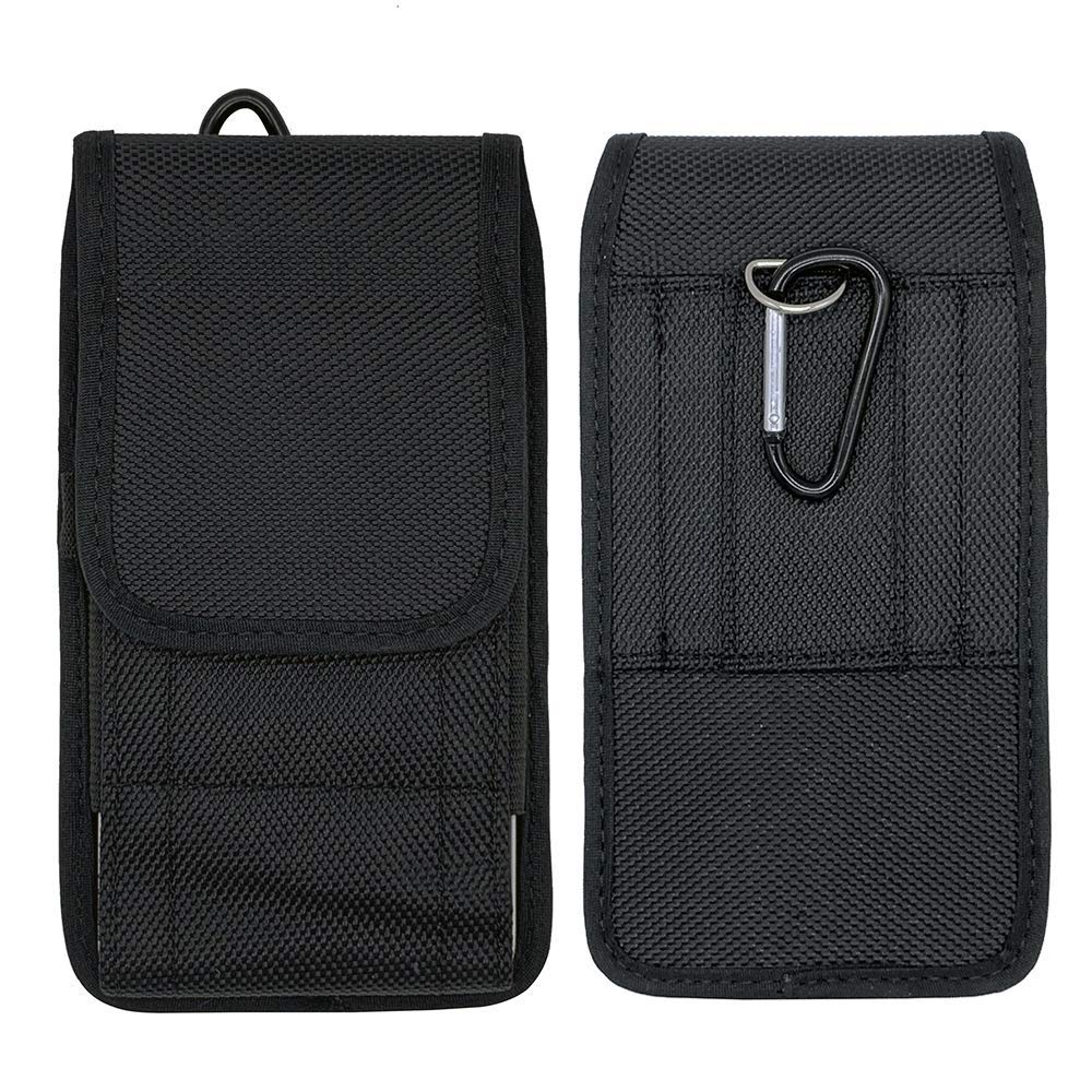 Black Belt Clip Phone Holder Waist Bag for Doro 8100 8050 8035 8040 8080, HOMTOM HT80 Nylon Vertical Horizontal Case for Motorola Moto S50 Alcatel 3X Plus Smartphone Holster with Belt Loop & Hook