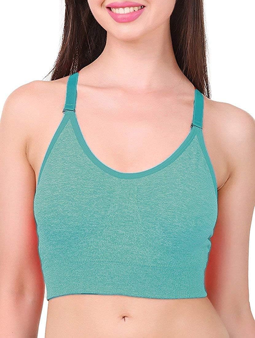 Dilency Sales T-Back Multicolor Padded Bra for (Sports, Dancing Workout, Running) Free-Size Comfortable for - (32 to 36 Bust-Size) (Removable Pad).