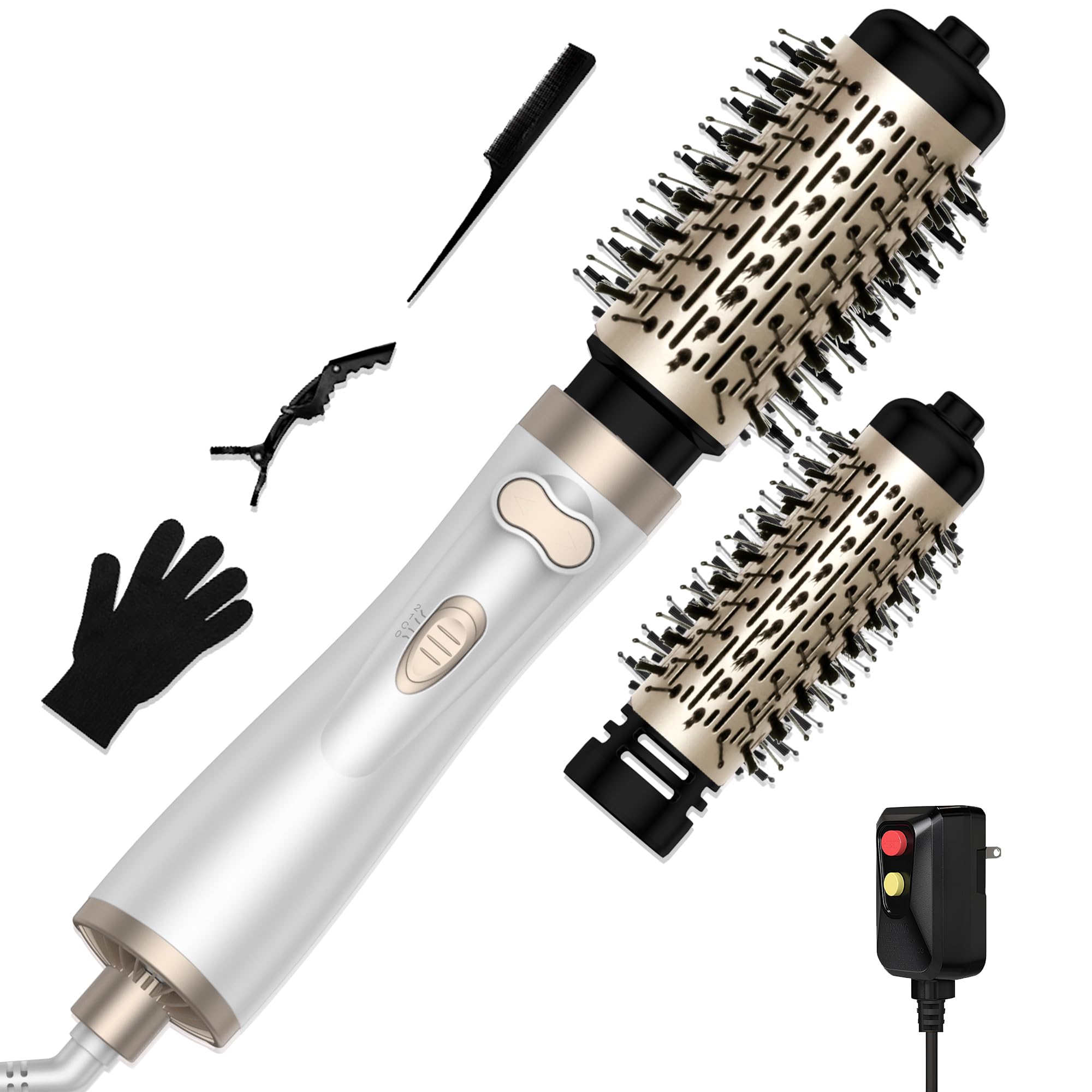 Photo 1 of 3 in 1 Rotating Hair Dryer Brush, Auto Rotating Blow Dryer Brush Spinning with 2 Brushes (2" & 1.5"), Negative Ionic Brush Blow Dryer, Round Brush Blow Dryer Volumize Curling 100-120V