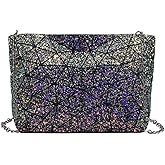 Goclothod Fashion Holographic Laser Shoulder Bag Geometric Envelope Clutch Chain Crossbody Purse