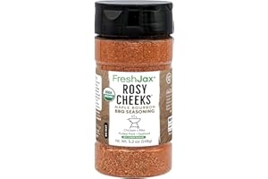 FreshJax Rosy Cheeks Organic Maple Bourbon BBQ Rub – 5.2 oz Large Bottle BBQ Seasoning for Brisket, Ribs, Pork & Chicken – Sweet & Smoky Rub for Grilling, Smoking & Barbecue Cooking - Made in USA