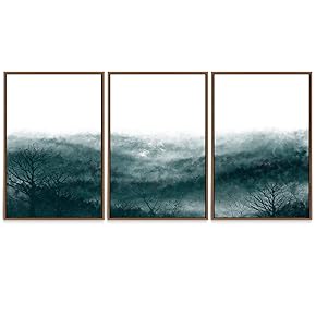 SIGNWIN 3 Piece Framed Canvas Wall Art Mountain...