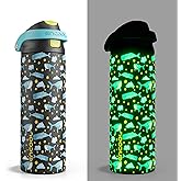 ENCOOL Leakproof Insulated Water Bottle with Straw Dual-Sip Water Bottle Bag-Safe Design for Work, Commute & Gym – Keeps Drinks Cold All Day, 24 oz, Sky Whale