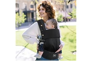 Safotad Baby Carrier with Lumbar Support, Ergonomic Infant Carrier Newborn to Toddler, Reversible Front Facing Baby Carrier with Hanging Ring, Easy Adjustable Toddler Holder for Mom Dad, Black