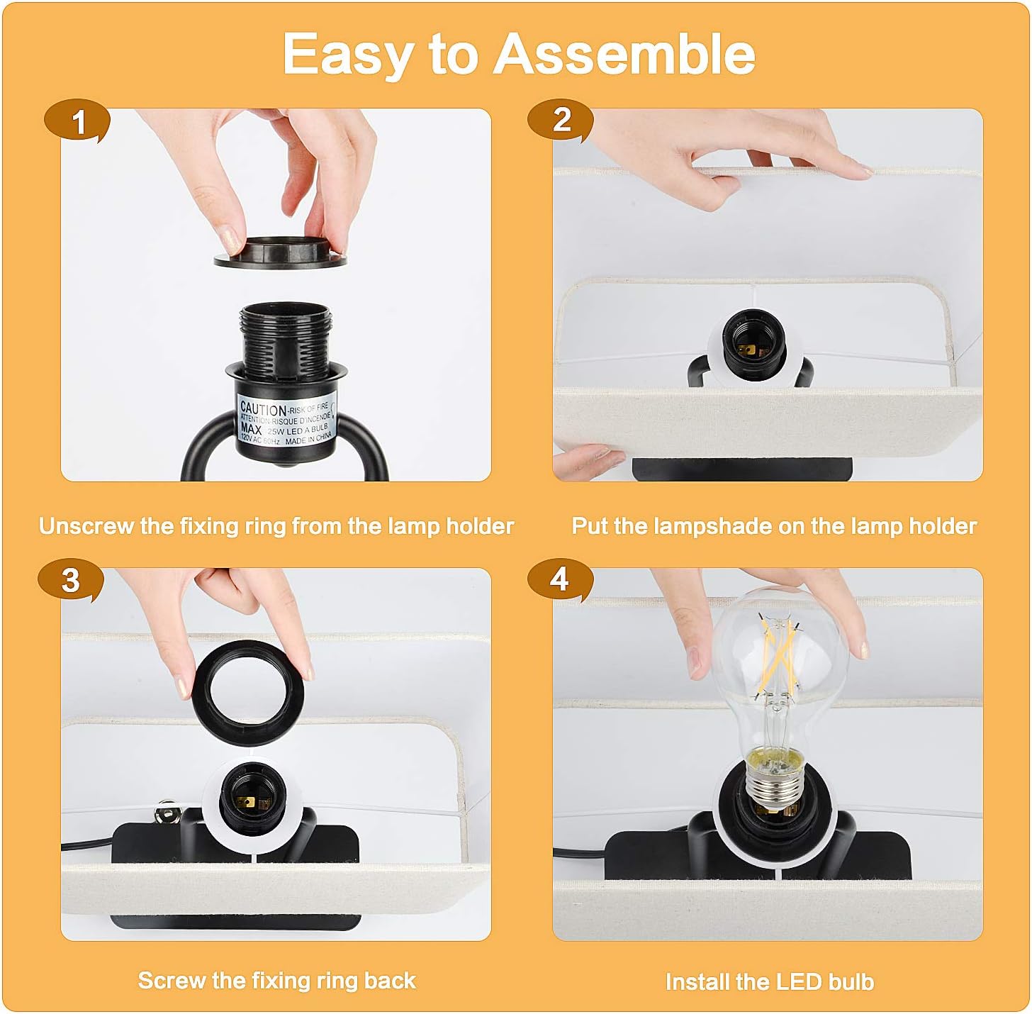 3-Way Dimmable Touch Control Table Lamp with 2 USB Ports and AC Power Outlet Modern Bedside Nightstand Lamp with Fabric Shade and Metal Base for Guestroom Bedroom Living Room & Hotel LED Bulb Included: Home Improvement
