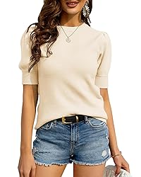 Bodosalia Womens Puff Short Sleeve Sweater Casual