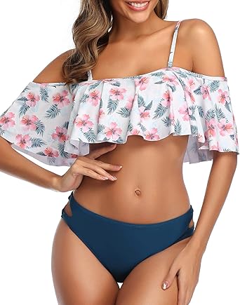 off the shoulder ruffle bikini