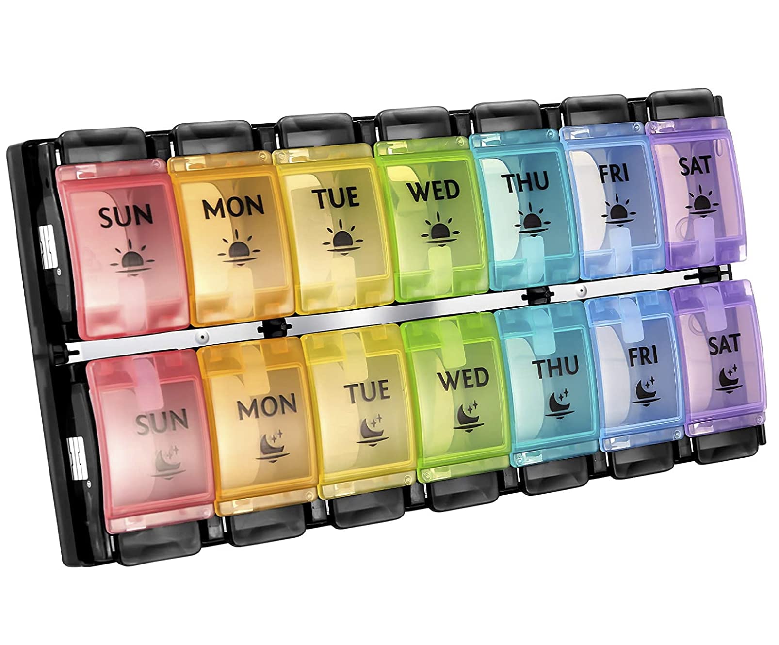 Photo 1 of FGcase AM PM Weekly 7 Day Pill Organizer, Large Daily Pill Cases Pill Box with Easy Push Button, Pill Reminder Container for Medicine, Vitamin, Pills, Fish Oil and Supplement
