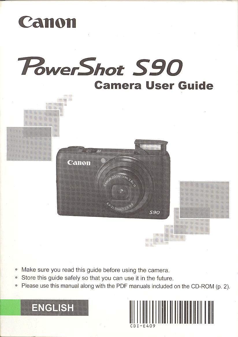 Canon PowerShot S90 Digital Camera Original User Guide / Instruction Manual  Paperback – 2009