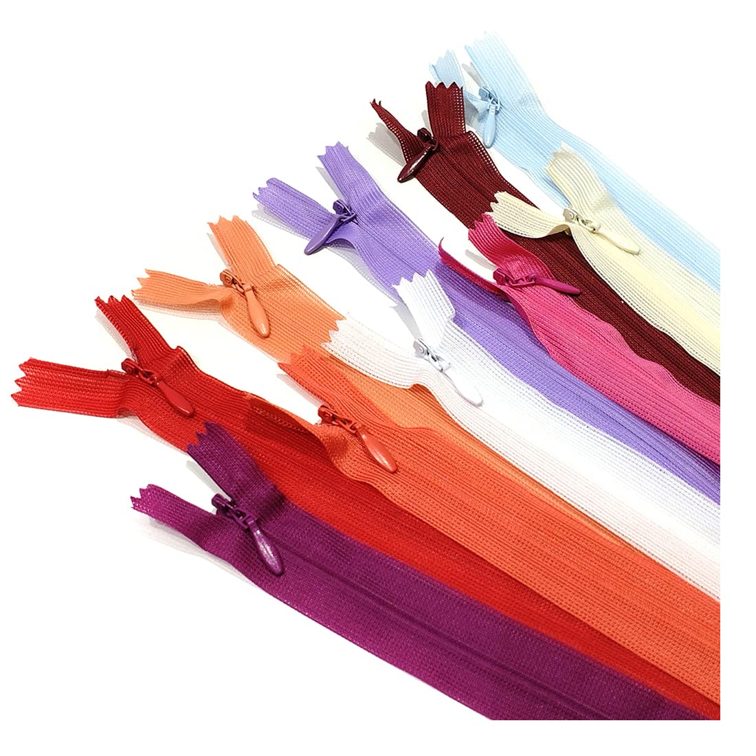 Closed Invisible Zipper, 5 Sizes and 20 Colors #3, Fine Zipper, Elegant and Discreet for Sewing on Clothes, Dresses, Skirts, Sewing Zipper, (35cm 30 units, assorted5)
