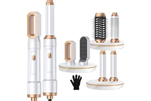 ATOPSKINS 6 in 1 Air Styler Magic Hair Dryer Brush, Negative Ionic Blow Dryer Brush & 3 Heat Settings, Detachable Auto Curling & Straightening Volumizing, Frizz-Free Styling, Salon to Home Use (White-Blue)