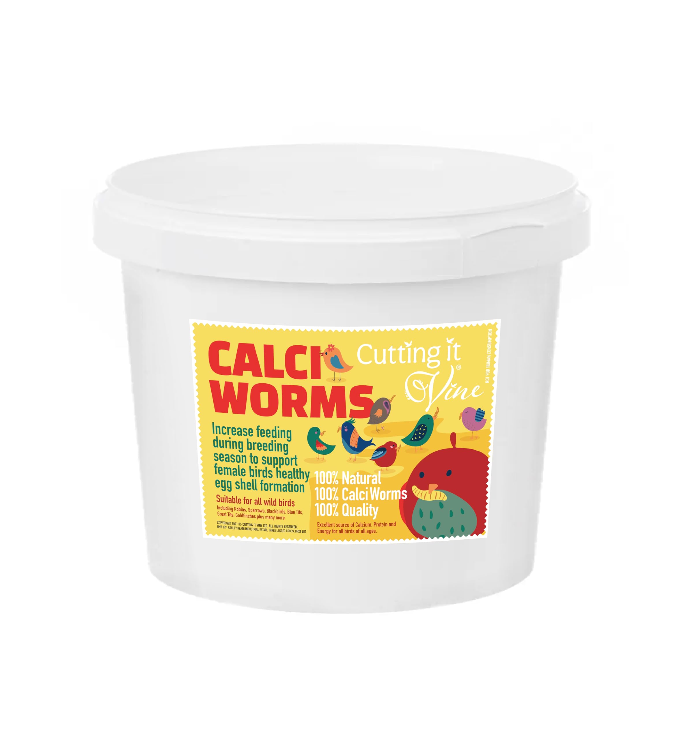 Calci Worms for Wild Birds 5L Tub - Easy to Feed from our stay fresh reusable tub.
