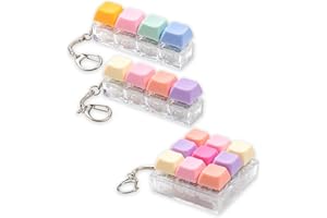 GLIGING 3 Pcs Keyboard Fidget Toy, Colorful Loud Fidget Keyboard Keychain 4-in-1 Keyboard Clicker Fidget Toy Stress Relief, 9Key Fidget Clicker Toys for Anxiety Decompression (Pink Yellow)