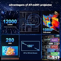 Projector with WiFi and Bluetooth, Wielio Native