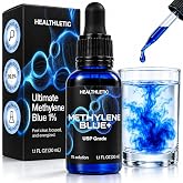 HEALTHLETIC Methylene Blue Drops, 1% USP Pharmaceutical Grade, 30ml | Made in USA &amp; 3rd party tested with COA, 99.99% Purity, No Formaldehyde, Glass Bottle with Dropper - Supports Energy &amp; Focus