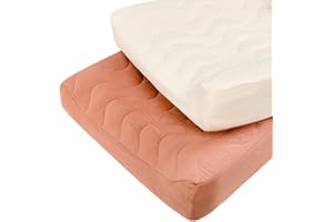 DAYEEBALL Muslin Changing Pad Cover for Baby Girls Boys, Neutral Changing Table Cover Cotton Quilted, Ultra Soft Breathable Baby Changing Pad Sheets, 2Pack, Pink