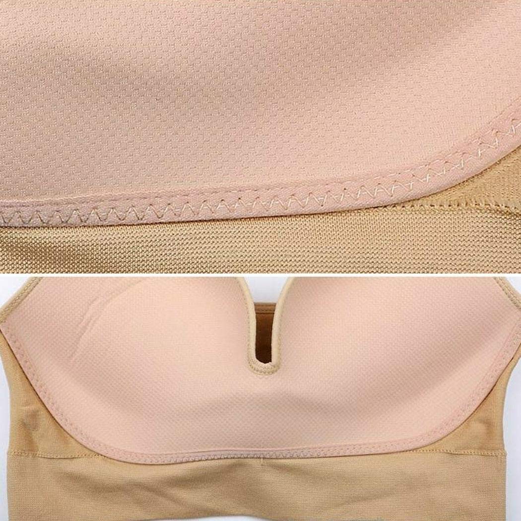 cokil Women Casual Comfort Solid Crop Top Stretch Running Sport Yoga Bra Sports Bras Apricot