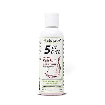 Naturacy 5 In One Natural Hair Fall Solution: Hair Fall Control Hair Growth Oil with Red Onion Extract, Walnut & Grape Seed Oil Infused with Redensyl & Saw Palmetto for Men & Women Hair Oil