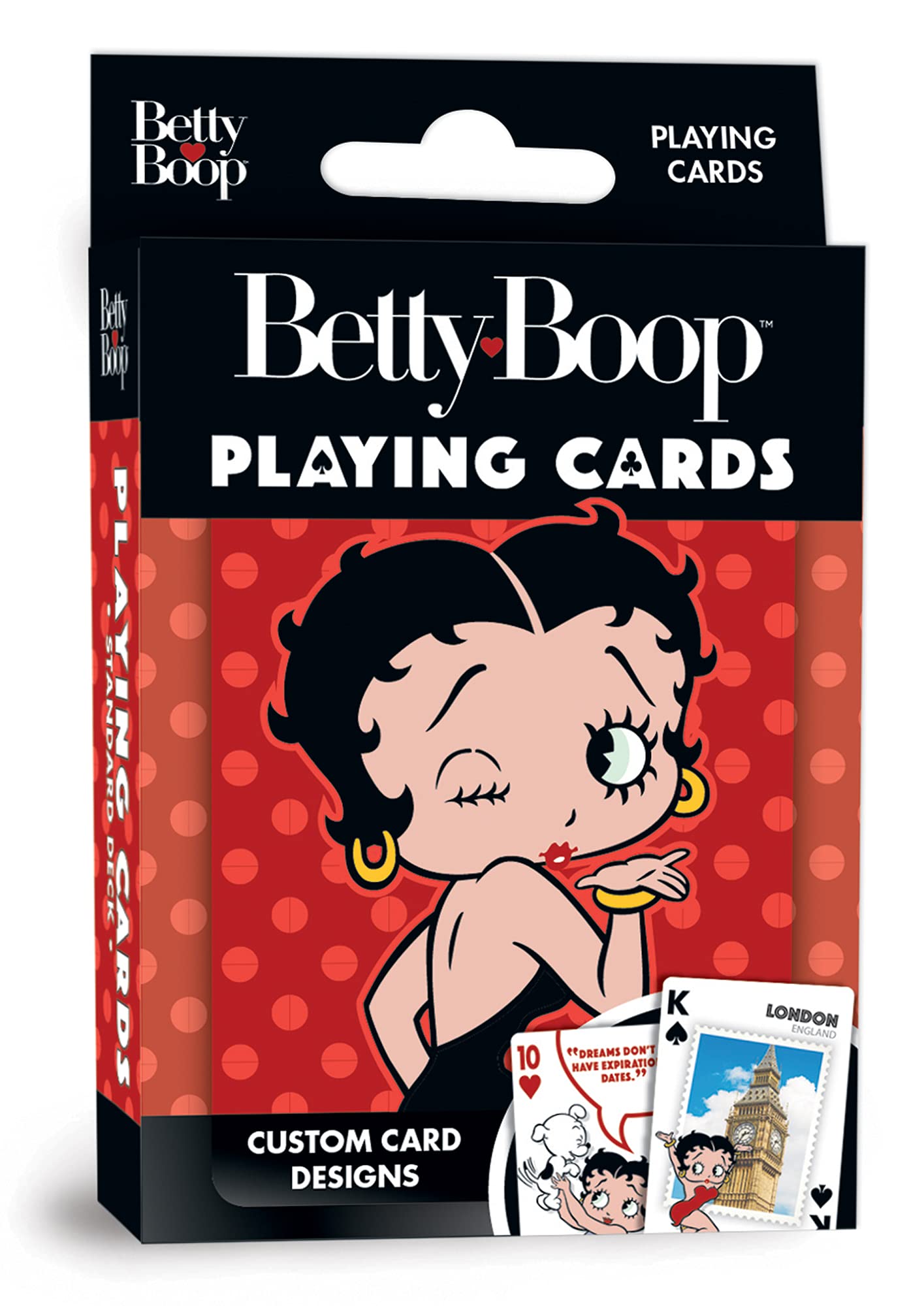 Masterpieces Betty Boop Playing Cards, Officially Licensed Classic Cartoon Deck, Vintage Travel Landmark Artwork, Standard Poker Size, 52 Card Set with Jokers, Collectible Betty Boop Gifts for Women
