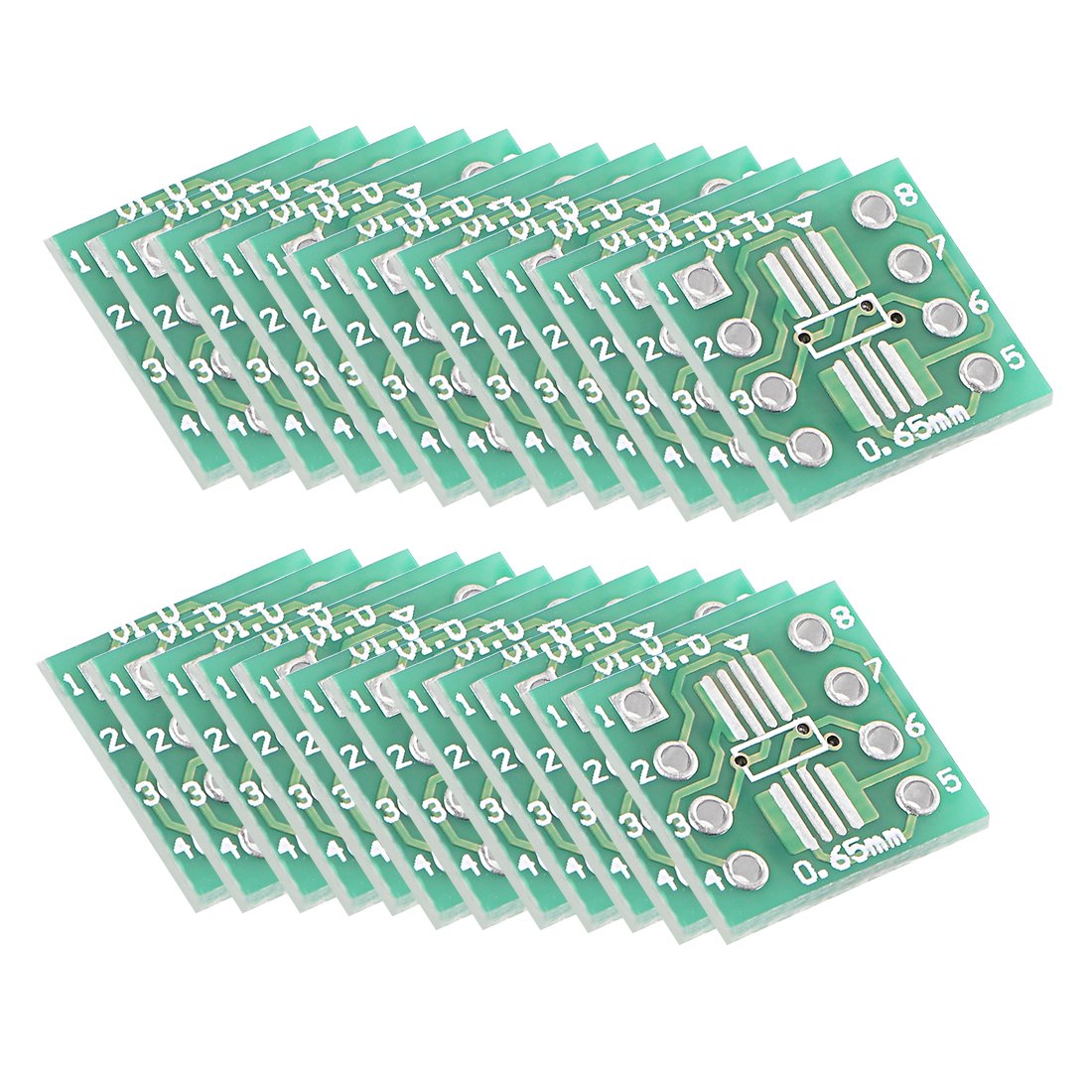 Sourcingmap SSOP 8PIN 0.65 / SOP 8PIN 1.27 to DIP Adapter PCB Board Surface Mounted Devices Converter 25pcs