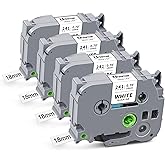 4-Pack TZe-241 TZ Tape 18mm 0.7 Inch Laminated White Compatible for Brother P Touch TZe-241 TZ-241 TZe241 Label Tape Use for Ptouch PT-D400 D410 D600 D610BT Label Maker 3/4 Inch, Black on White