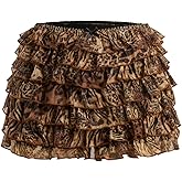 Verdusa Women's Y2K Cheetah Bloomers Tiered Layered Micro Shorts Elastic Waist Ruffle Shorts