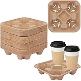 40 Pack Eco-Friendly 4 Cup Drink Carrier, Disposable Coffee Carrier, Cardboard Cup Holder, to Go Coffee Cup Holder for Hot and Cold Drinks by IHDYPPEW