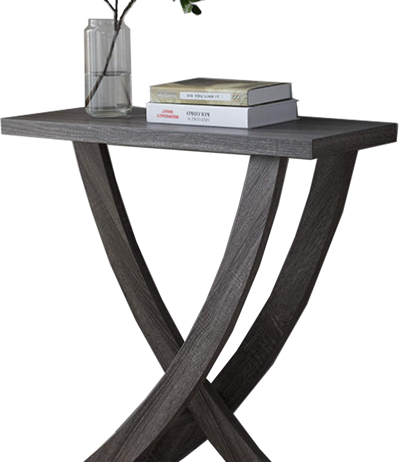 Benzara Wooden Console Sofa Side End Table with Curved Legs, Distressed Gray: Kitchen & Dining
