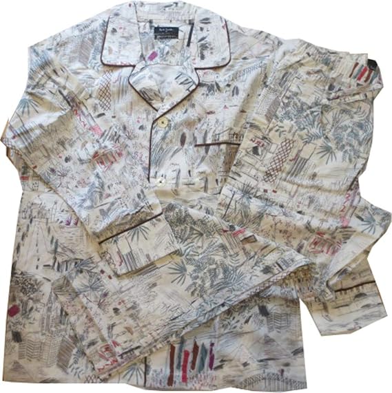 Amazon Co Jp Paul Smith ポールスミス 手書き風イラスト前開き紳士パジャマ 長袖 長ズボン オフ白 Size M 服 ファッション小物