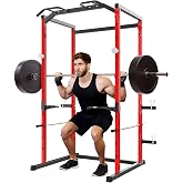 PrecisionAuto Heavy Duty Power Cage, 1100 Lbs Capacity Power Rack with Pull-Up Bar, Multifunctional Squat Rack for Home Gym Strength Workout, Dip Bars &amp; Adjustable Safety Bars, Weight Workout Machine