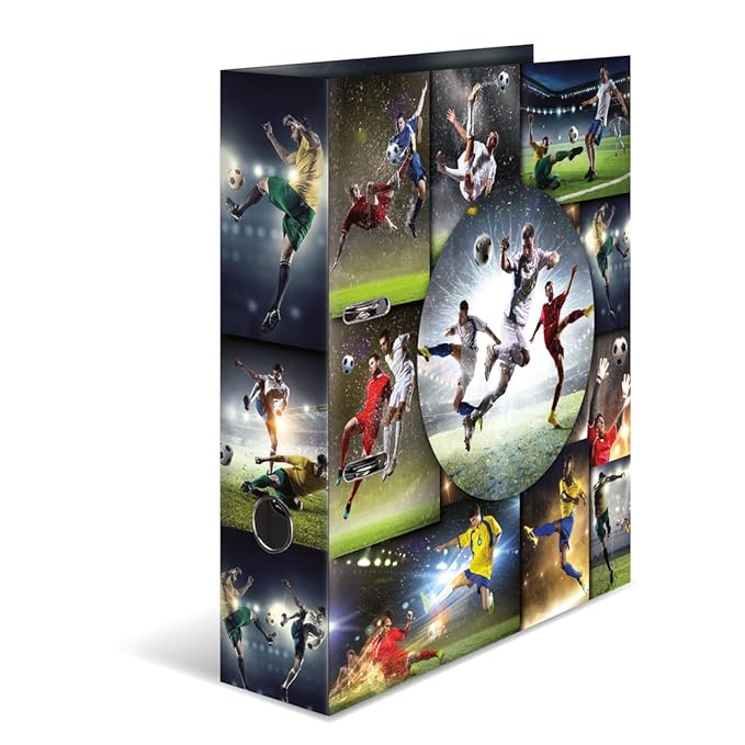 Herma 19185 Karton Motivordner DIN A4, Serie Sports Collection, Design Fussball, 70 mm breit, mit Innendruck, 1 Ordner
