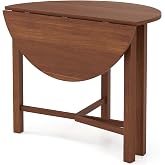 FIREFLOWERY 36" Folding Round Dining Table, Wooden Drop Leaf Table with for 2-4 People, Space Saving Design, Easy Assembly, Foldable Dining Table for Kitchen, Living Room, Small Spaces, Walnut