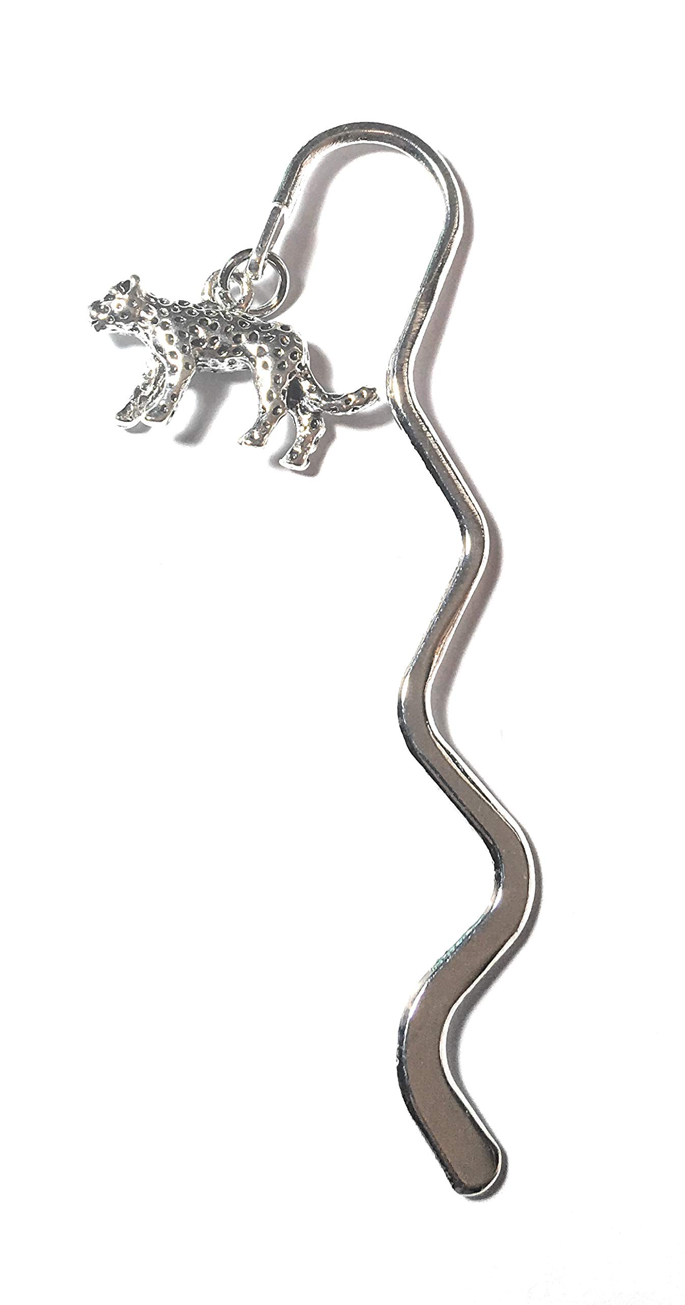 FizzyButton Gifts Silver Tone mini Bookmark with Silver Tone Leopard Charm, in Gift Bag
