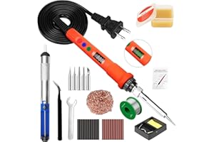 Q-MING Soldering Iron Kit, 60-120W LED Digital Soldering Kit, 110V-230V Solder Iron Welding Tools with Smart Temperature Control, Auto Sleep & Temp Calibration - C/F Func, Portable Soldering Gun