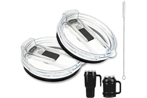 40 oz Tumbler Lid Replacement, 2-Pack Leak-Proof Flip Straw Lid & Cleaning Brush, BPA-Free Spill Proof Replacement Lids for T