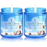 Coconut Beach Scented Candle, Natural Soy Wax Jar Candle for Home Scented, 100-Hour Burn Time Gifts for Women Men, 7 oz (2 Pack)